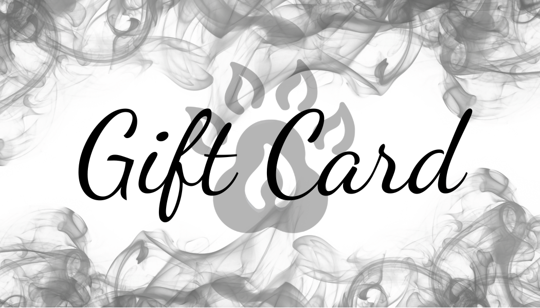 Gift card text overlay on a decorative background with smoke.